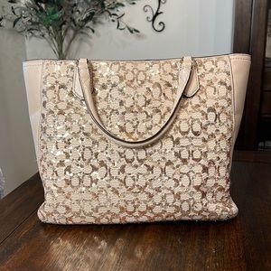 Beautiful taupe sequin Coach purse Limited Edition
